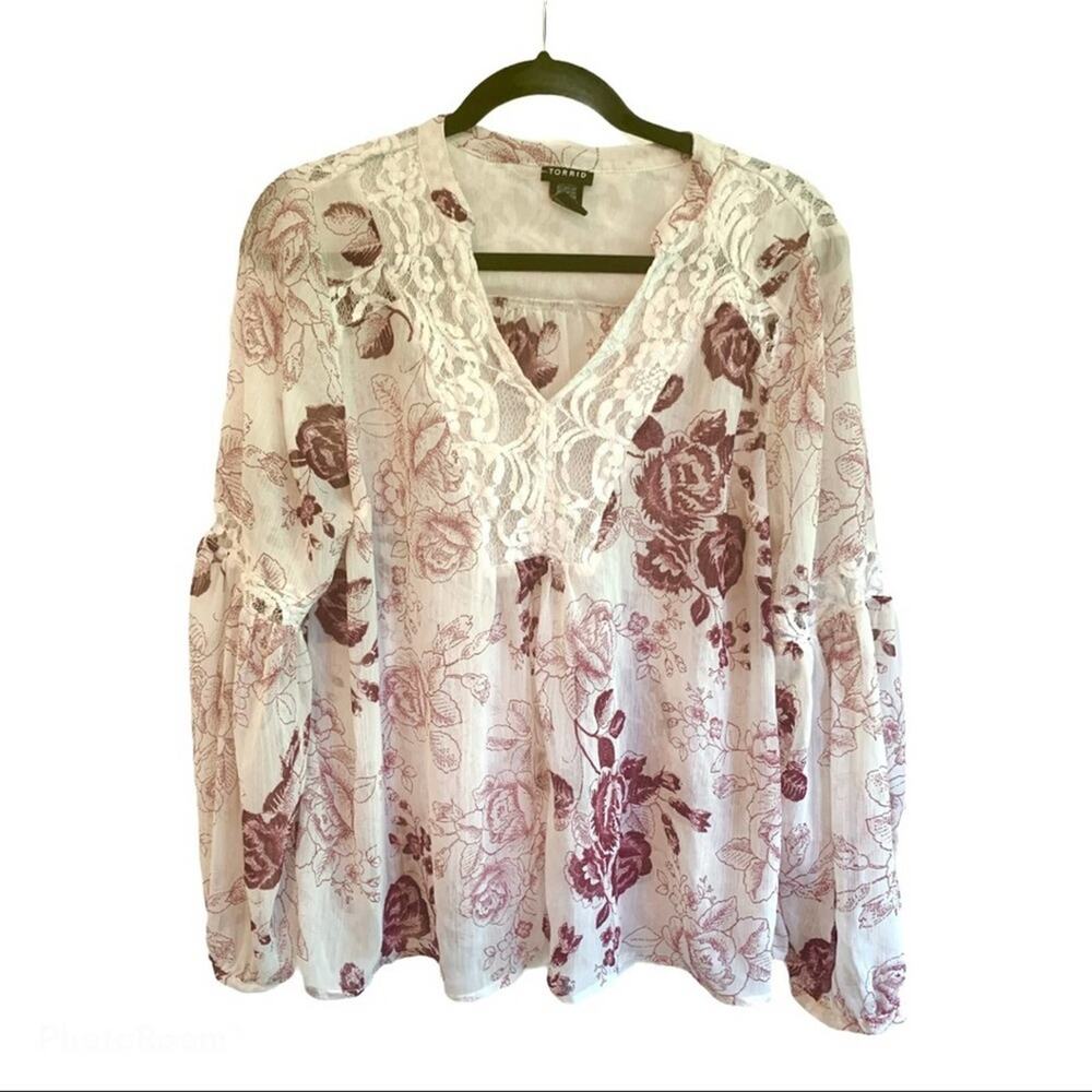 Torrid chiffon peasant long sleeve blouse